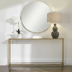 Entryway Furniture-Kirkland's Home Warm En Mirrored Top Console Table Gold