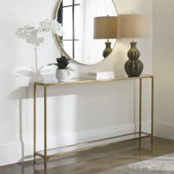 Entryway Furniture-Kirkland's Home Warm En Mirrored Top Console Table Gold