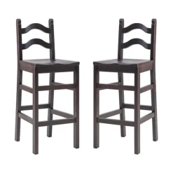 Bar Stools & Counter Height Stools-Kirkland's Home Warm Ladder Back Bar Stools, Set Of 2 Brown