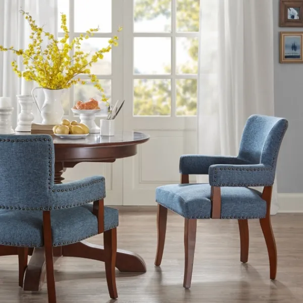 Dining Chairs-Kirkland's Home Warms Nailhead Trim Dining Chair Blue