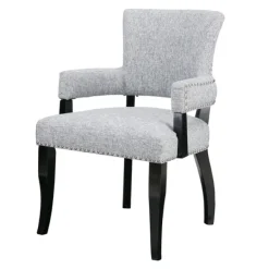 Dining Chairs-Kirkland's Home Warms Nailhead Trim Dining Chair Gray
