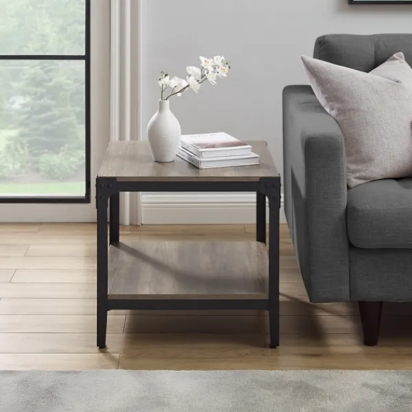Accent & End Tables-Kirkland's Home Wash Angle Iron Accent Tables, Set Of 2 Gray
