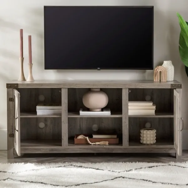 Tv Stands & Media Consoles-Kirkland's Home Wash Barn Doors Tv Stand Gray