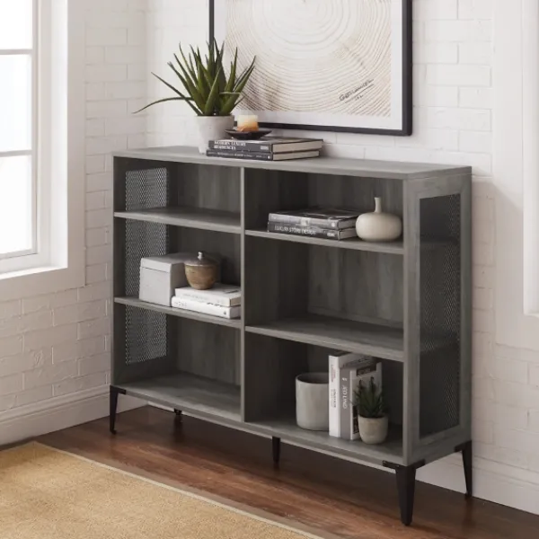 Bookshelves-Kirkland's Home Wash Bookshelf With Mesh Sides Gray