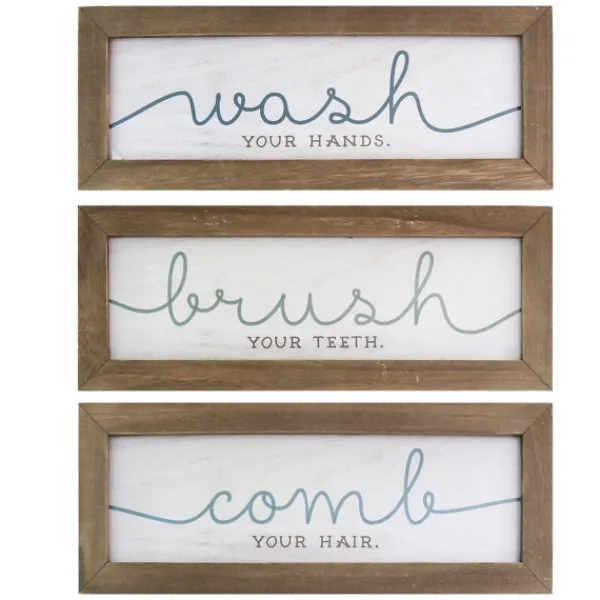 Wall Quotes & Signs-Kirkland's Home Wash Brush Comb Framed Wall Plaques, Set Of 3 Multi