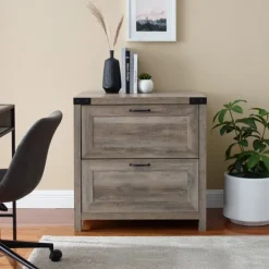 Office Furniture-Kirkland's Home Wash 2-Drawer Wood File Cabinet Gray