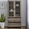 Cabinets & Sideboards-Kirkland's Home Wash Glass Door Storage Hutch Gray