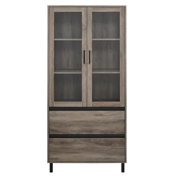 Cabinets & Sideboards-Kirkland's Home Wash Glass Door Storage Hutch Gray