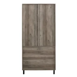 Cabinets & Sideboards-Kirkland's Home Wash Glass Door Storage Hutch Gray