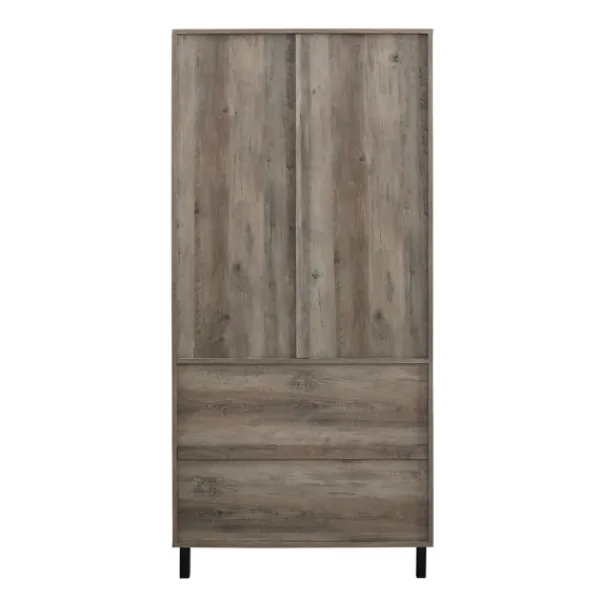Cabinets & Sideboards-Kirkland's Home Wash Glass Door Storage Hutch Gray