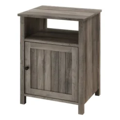 Accent & End Tables-Kirkland's Home Wash Grooved Door Side Table Gray