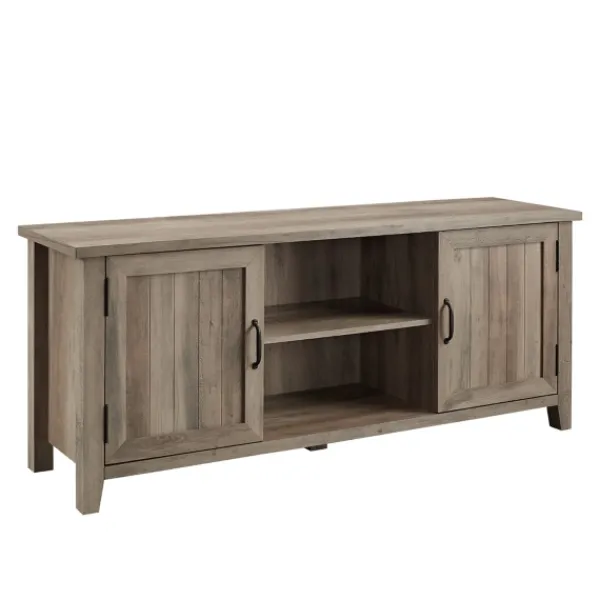 Tv Stands & Media Consoles-Kirkland's Home Wash Grooved Door Tv Stand Gray