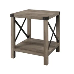 Accent & End Tables-Kirkland's Home Wash Industrial X-Frame Accent Table Gray