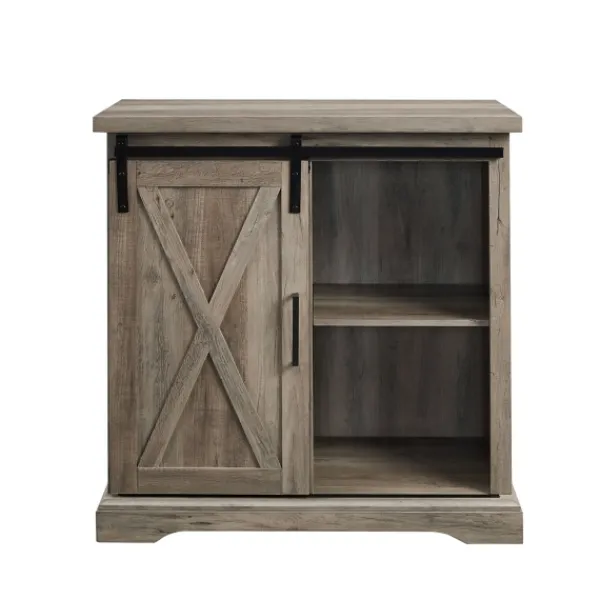 Cabinets & Sideboards-Kirkland's Home Wash Sliding Barn Door Cabinet Gray