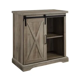 Cabinets & Sideboards-Kirkland's Home Wash Sliding Barn Door Cabinet Gray
