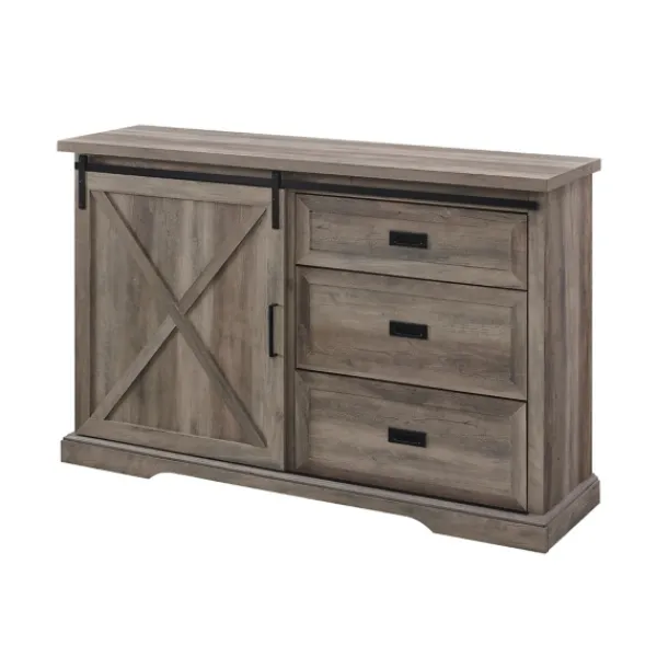 Cabinets & Sideboards-Kirkland's Home Wash Sliding Barn Door Sideboard Gray