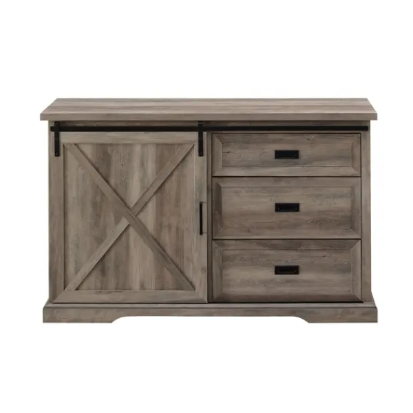 Cabinets & Sideboards-Kirkland's Home Wash Sliding Barn Door Sideboard Gray
