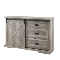 Cabinets & Sideboards-Kirkland's Home Wash Sliding Barn Door Sideboard Gray