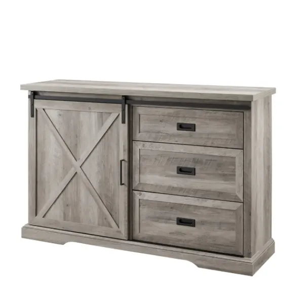 Cabinets & Sideboards-Kirkland's Home Wash Sliding Barn Door Sideboard Gray