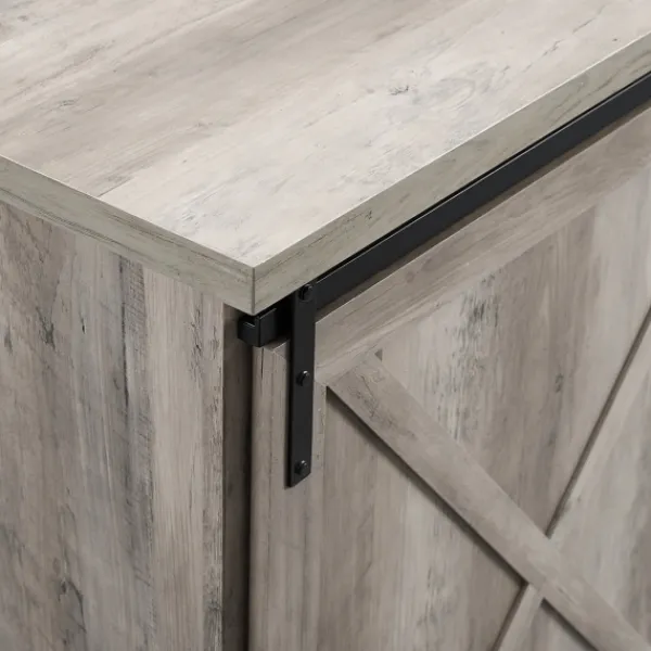 Cabinets & Sideboards-Kirkland's Home Wash Sliding Barn Door Sideboard Gray