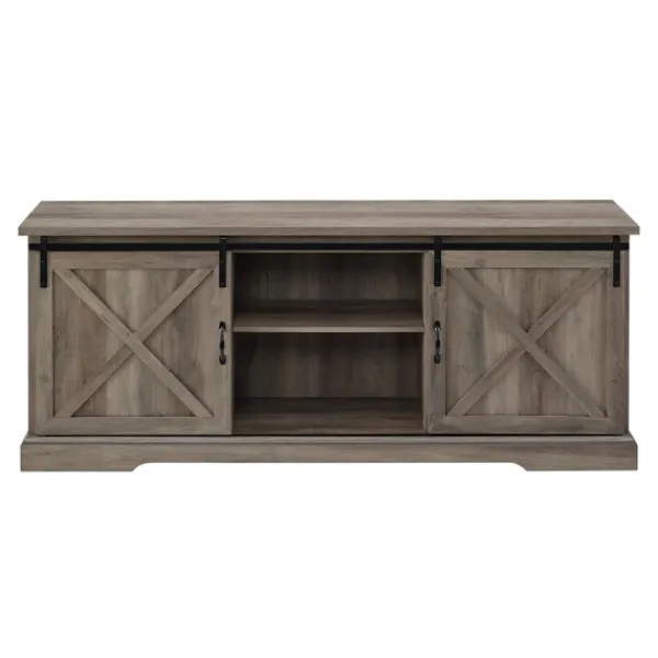 Tv Stands & Media Consoles-Kirkland's Home Wash Sliding Barn Door Tv Stand Gray