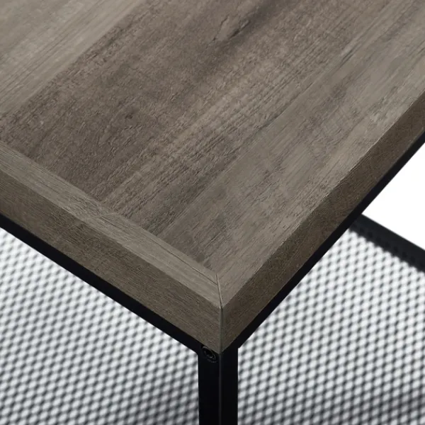 Accent & End Tables-Kirkland's Home Wash Square Tray Style Top Accent Table Gray