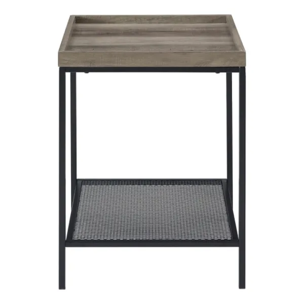 Accent & End Tables-Kirkland's Home Wash Square Tray Style Top Accent Table Gray