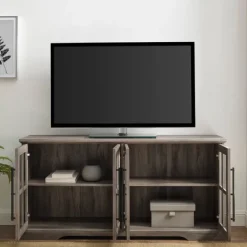 Tv Stands & Media Consoles-Kirkland's Home Wash Window 4-Door Tv Stand Gray