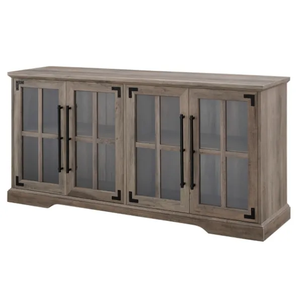 Tv Stands & Media Consoles-Kirkland's Home Wash Window 4-Door Tv Stand Gray