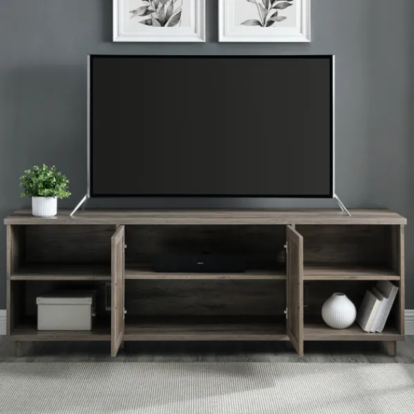 Tv Stands & Media Consoles-Kirkland's Home Wash Wood Helix Open Shelf Tv Stand Gray