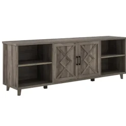 Tv Stands & Media Consoles-Kirkland's Home Wash Wood Helix Open Shelf Tv Stand Gray