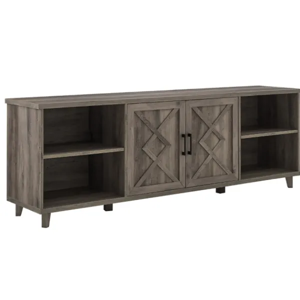 Tv Stands & Media Consoles-Kirkland's Home Wash Wood Helix Open Shelf Tv Stand Gray