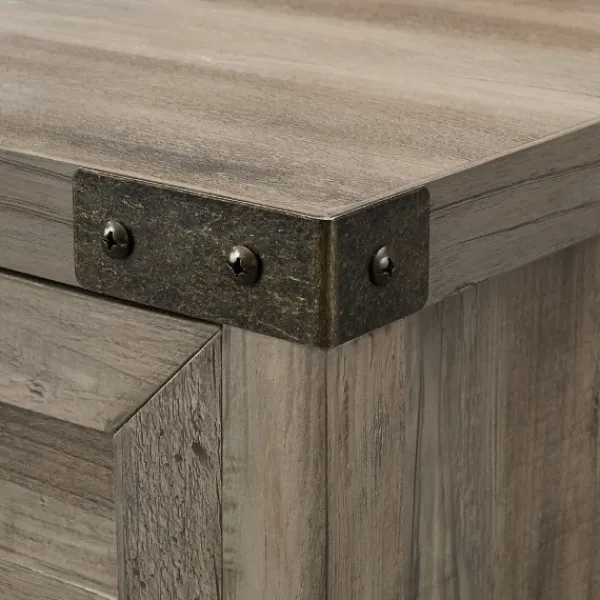 Cabinets & Sideboards-Kirkland's Home Wash Wooden And Metal Barn Door Cabinet Gray