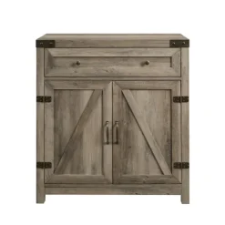Cabinets & Sideboards-Kirkland's Home Wash Wooden And Metal Barn Door Cabinet Gray