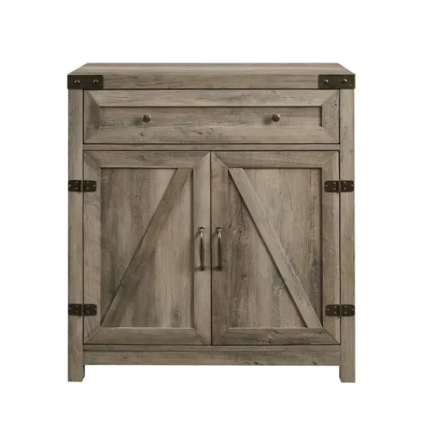 Cabinets & Sideboards-Kirkland's Home Wash Wooden And Metal Barn Door Cabinet Gray