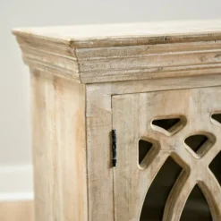 Cabinets & Sideboards-Kirkland's Home Washed Arched Wooden Cabinet White