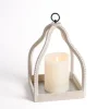 Lanterns-Kirkland's Home Washed Beaded Open Lantern, 16 In. White