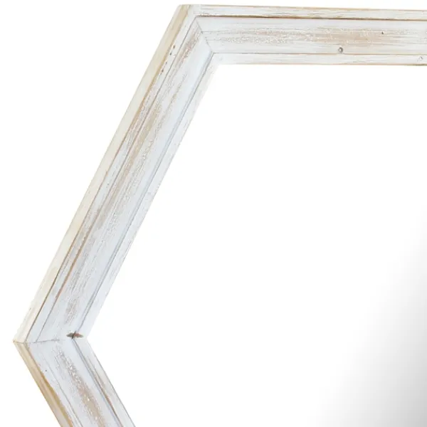 Decorative Mirrors-Kirkland's Home Washed Hexagon Frame Mirror White