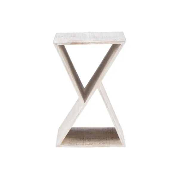 Accent & End Tables-Kirkland's Home Washed Mango Wood Hourglass Accent Table White