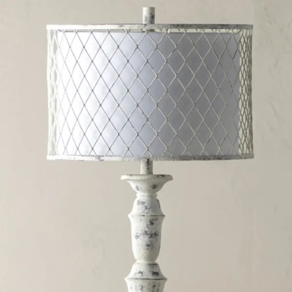 Floor Lamps-Kirkland's Home Washed Resin Encased Shade Floor Lamp White