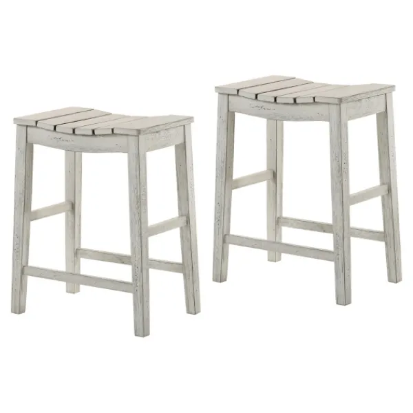 Bar Stools & Counter Height Stools-Kirkland's Home Washed Saddle Seat Counter Stools, Set Of 2 White