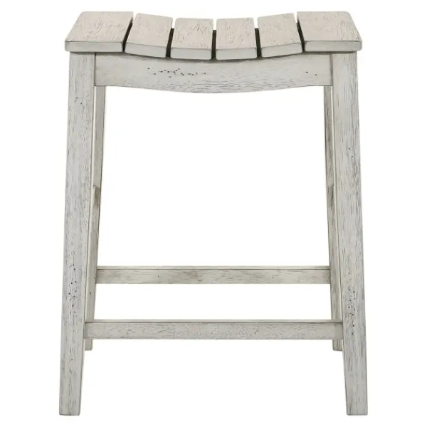 Bar Stools & Counter Height Stools-Kirkland's Home Washed Saddle Seat Counter Stools, Set Of 2 White