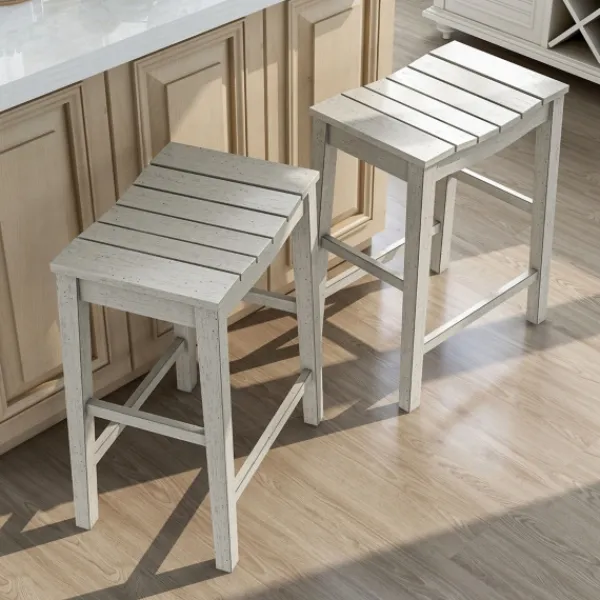 Bar Stools & Counter Height Stools-Kirkland's Home Washed Saddle Seat Counter Stools, Set Of 2 White