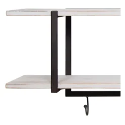 Shelves-Kirkland's Home Washed Two Tier Metal And Wood Wall Shelf White