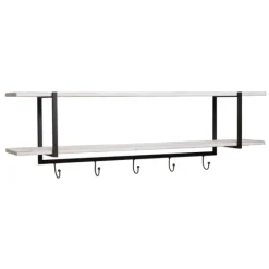 Shelves-Kirkland's Home Washed Two Tier Metal And Wood Wall Shelf White