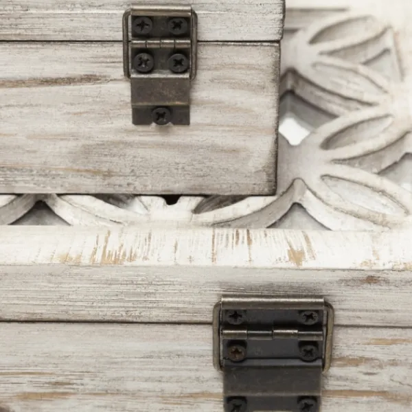 Baskets & Boxes-Kirkland's Home Washed Wood Boxes, Set Of 2 White