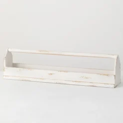 Decorative Trays-Kirkland's Home Washed Wooden Tray With Handle White