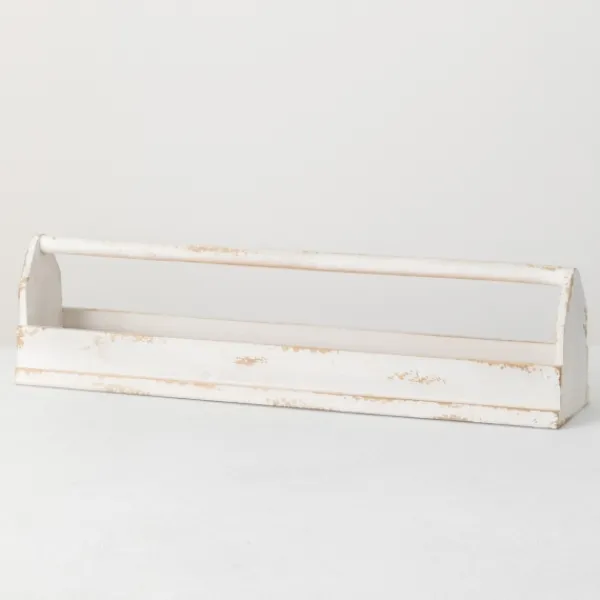 Decorative Trays-Kirkland's Home Washed Wooden Tray With Handle White