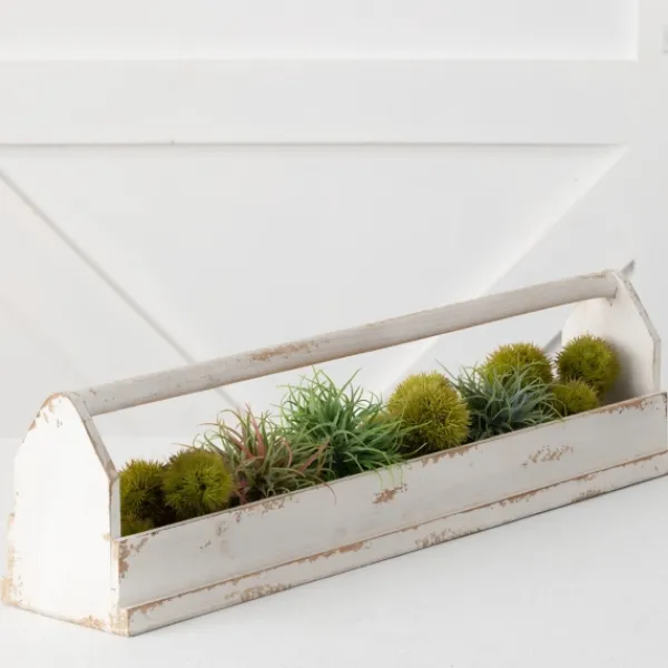 Decorative Trays-Kirkland's Home Washed Wooden Tray With Handle White