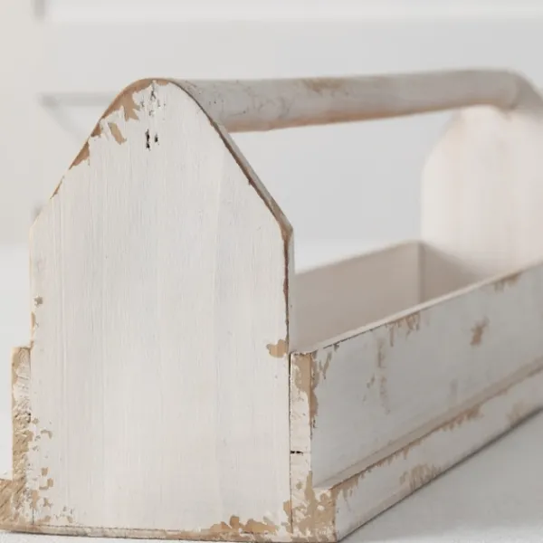 Decorative Trays-Kirkland's Home Washed Wooden Tray With Handle White